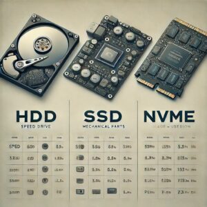 Read more about the article مقارنة  بين أنواع الأقراص الصلبة (الهاردات): HDD وSSD وNVMe