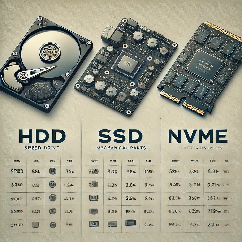 You are currently viewing مقارنة  بين أنواع الأقراص الصلبة (الهاردات): HDD وSSD وNVMe