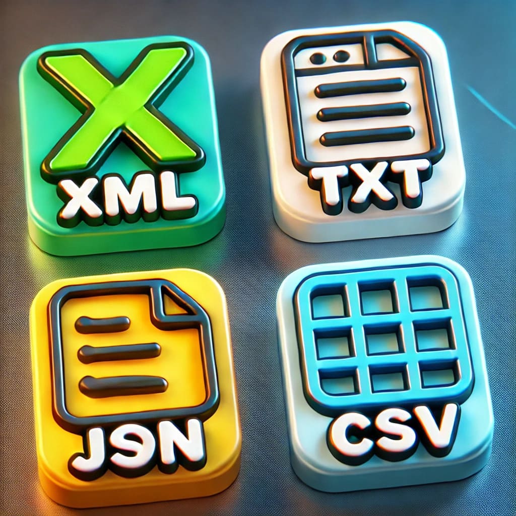 Read more about the article أنواع الملفات الشائعة واستخداماتها: XML، JSON، TXT، وCSV